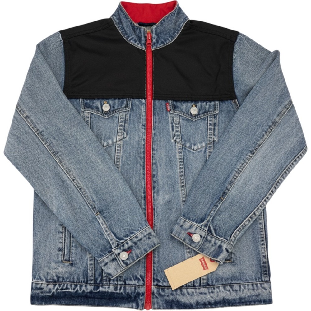Levi's Kids Denim Full Red Zip Trucker Jacket Youth Large‎ 12-13 YRS NEW